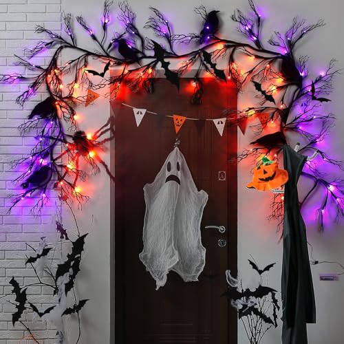 Guirlandes d'Halloween DEL orange et violette 8 modes à télécommande - 6