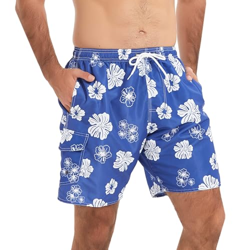 Scotamalone Mens Swim Trunks, Quick Dry Swimming Shorts 7 Inch with Mesh Lining for Swimwear, Bathing Suits