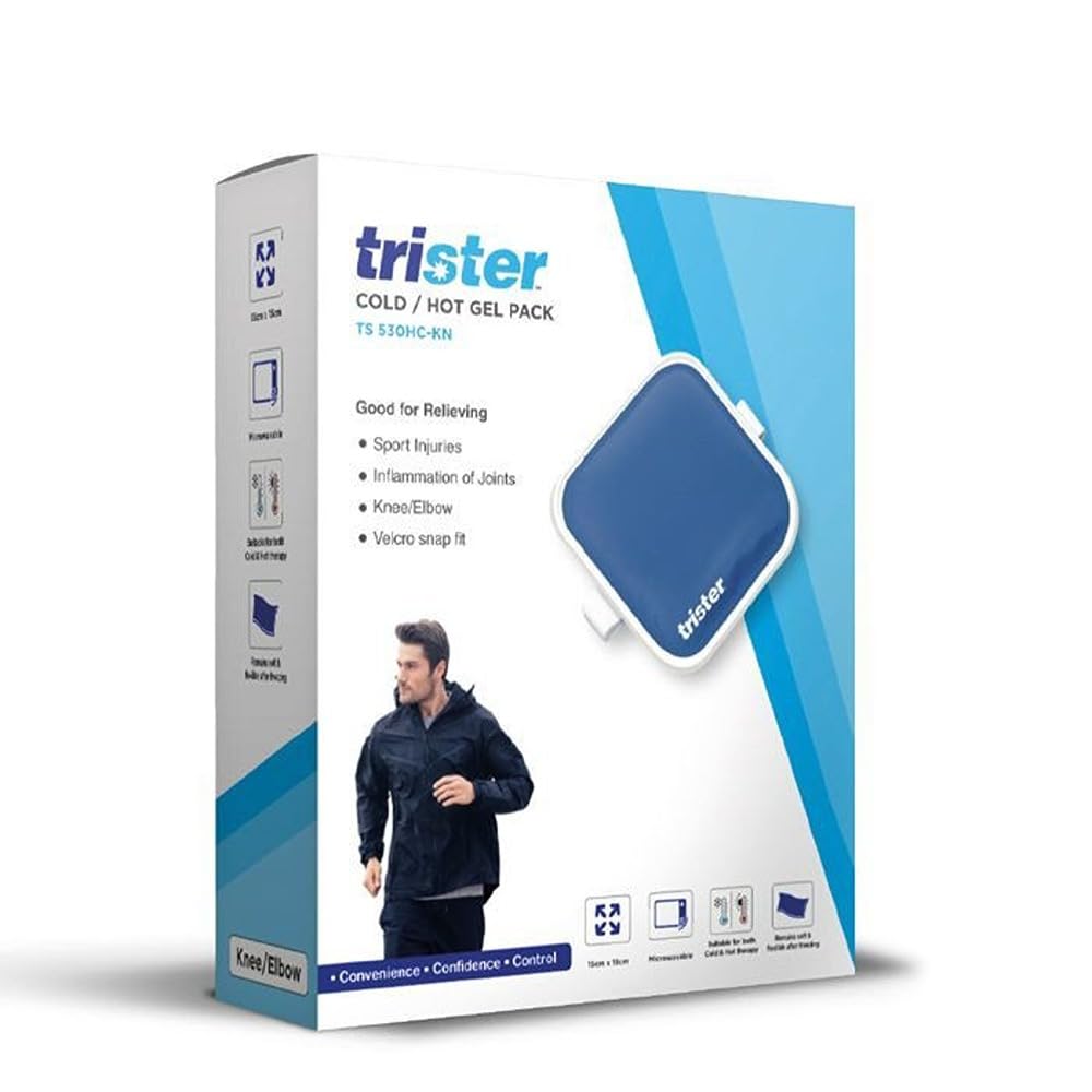 Trister Soft Cold/Hot Gel Pack Knee Wrap Small TS-530HC-KN - Microwavable & Freezable Reusable Pain Relief - 15x15cm - Flexible for Swelling, Inflammation, Joint Pain