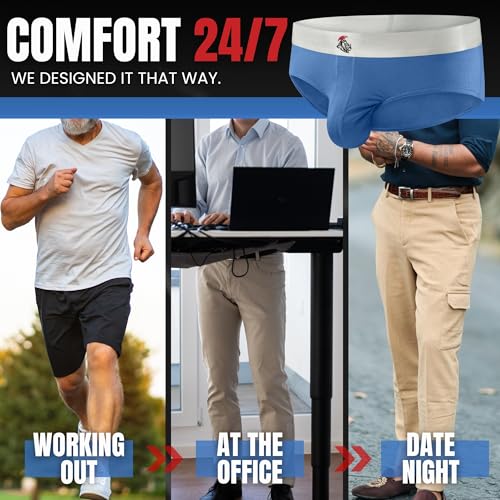 Real Men Bulge Enhancing Pouch Unterwäsche für Herren - 1 oder 3er Pack Set - Modal Boxershorts ABCD Pouch, C Pouch 3er Pack Blue Gunmetal Grey Heather Grey, Medium