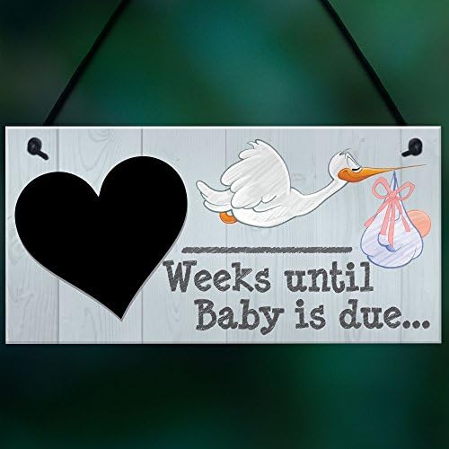 RED OCEAN Weeks Until Baby Is Due Chalkboard Hanging Plaque Baby Shower Pregnancy Gift