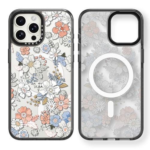 Rosarnnah for iPhone 13 Pro Case Aesthetic Black, Lovely Flower