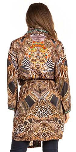 Image of Sakkas Janis Women's Lightweight Open-Front Amazing Print Cardigan with Pockets