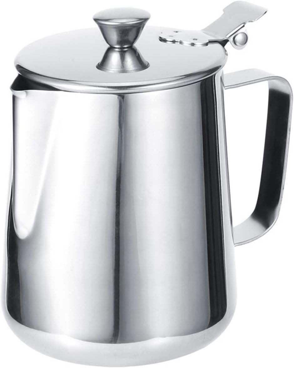 Creamer Pitcher Stainless Steel Milk Coffee Jar Thicken Milk Frothing Cup Jug Coffee Pitcher with Lid for Home Coffee Milk Frother Milk Pitcher (Capacity : 1000ml)