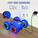 Télécommande, recharge rapide et directe RC Voitures avec lumière colorée, double face 360° Flips RC Voiture à talons 2.4Ghz 4WD Tous terrains RC Voiture de course cadeau de Noël pour les garçons et les filles âgés de 3 à 12 ans