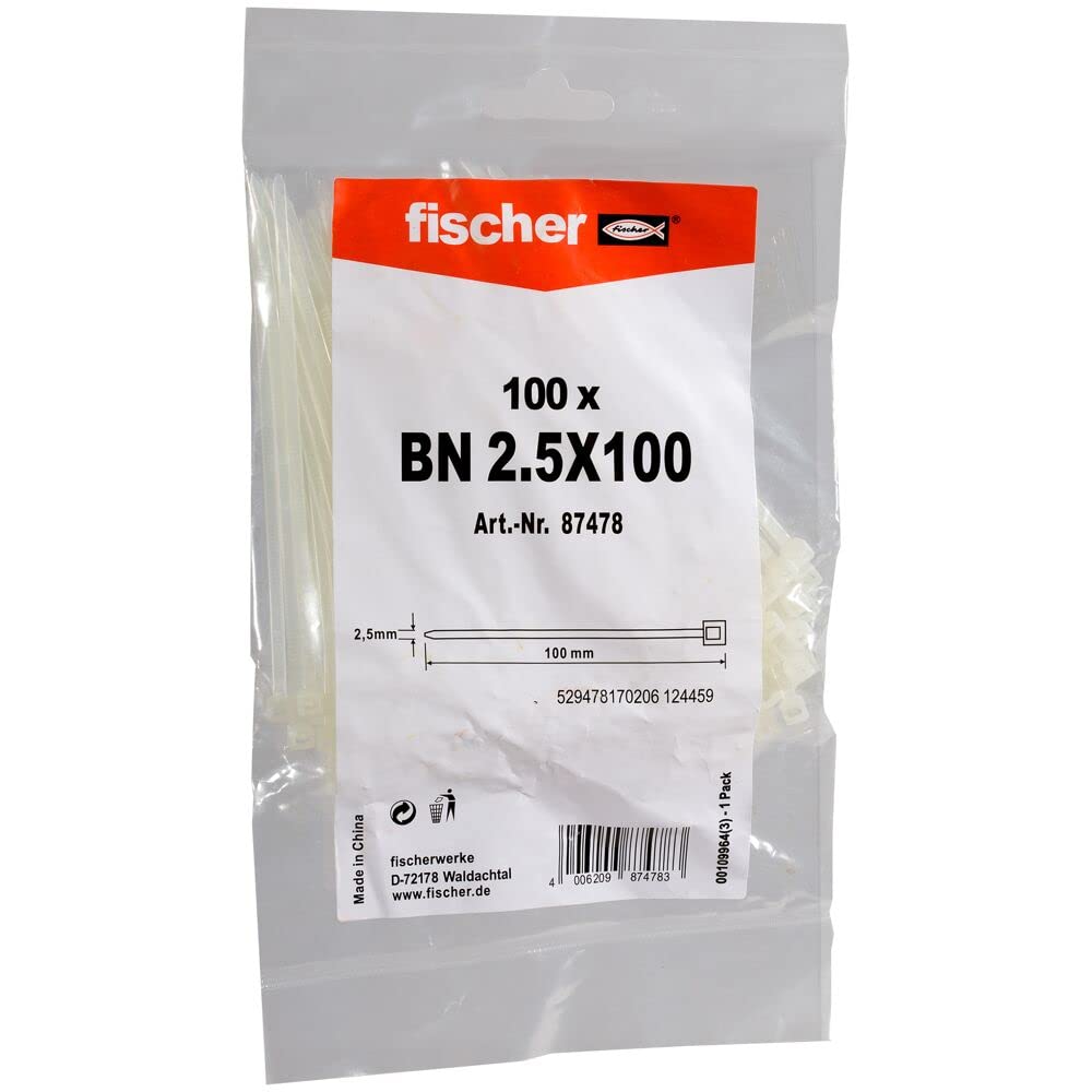 Fischer Flansch BN 2,5 X 100 Natur – Packung Mit 100 Stück Für Kabel & Leitungen