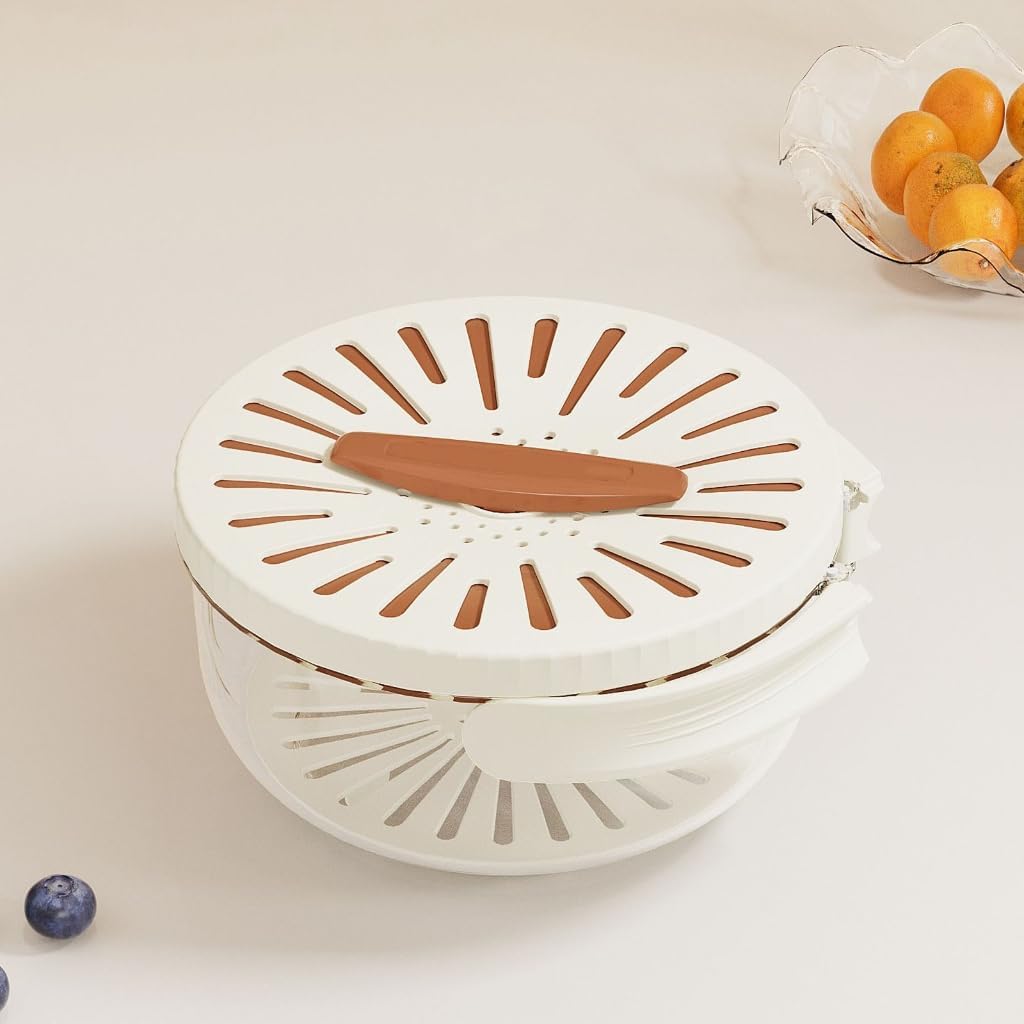 Efficient Draining Plastic Strainer Foldable Handle Fruit Strainer Space Saving