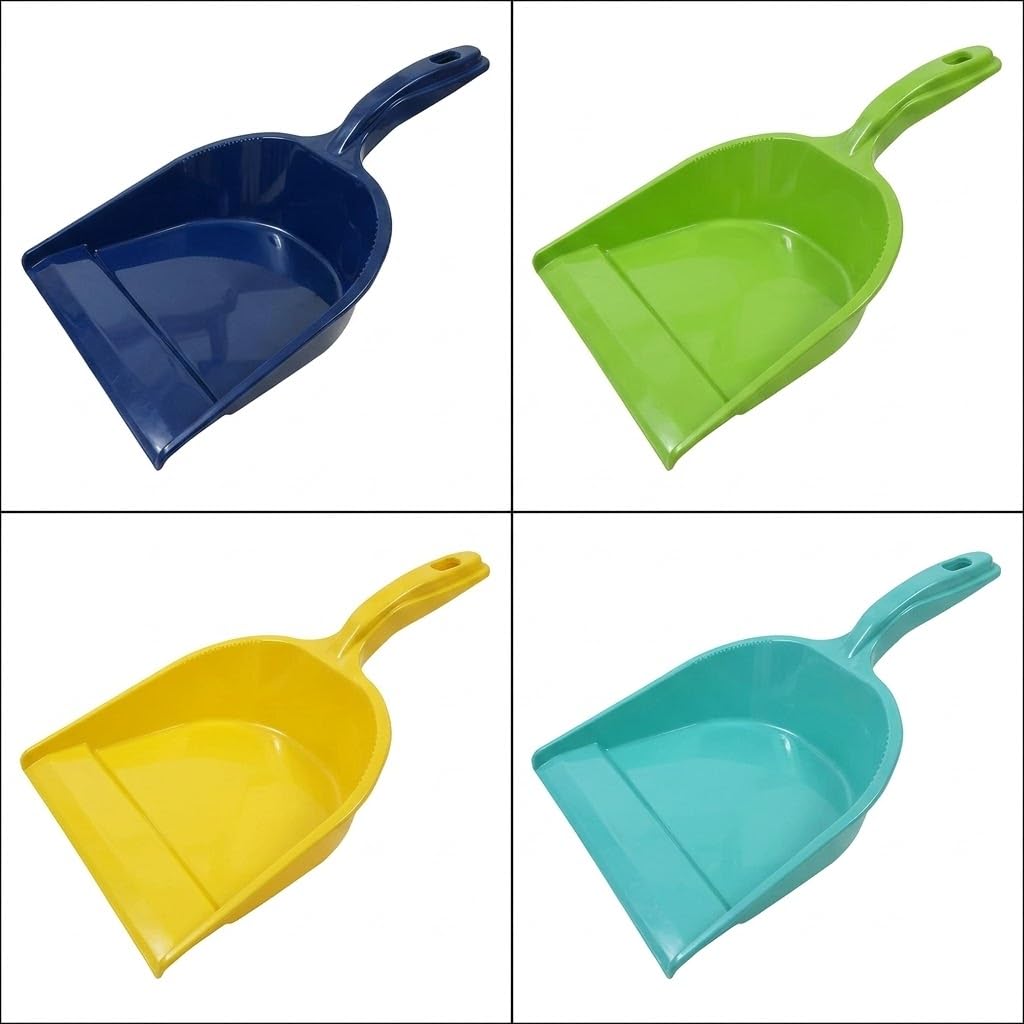 DHWANI ENTERPRISE Multi Color Un Breakable Plastic Dust Pan with Check Duster Cloth Free 1