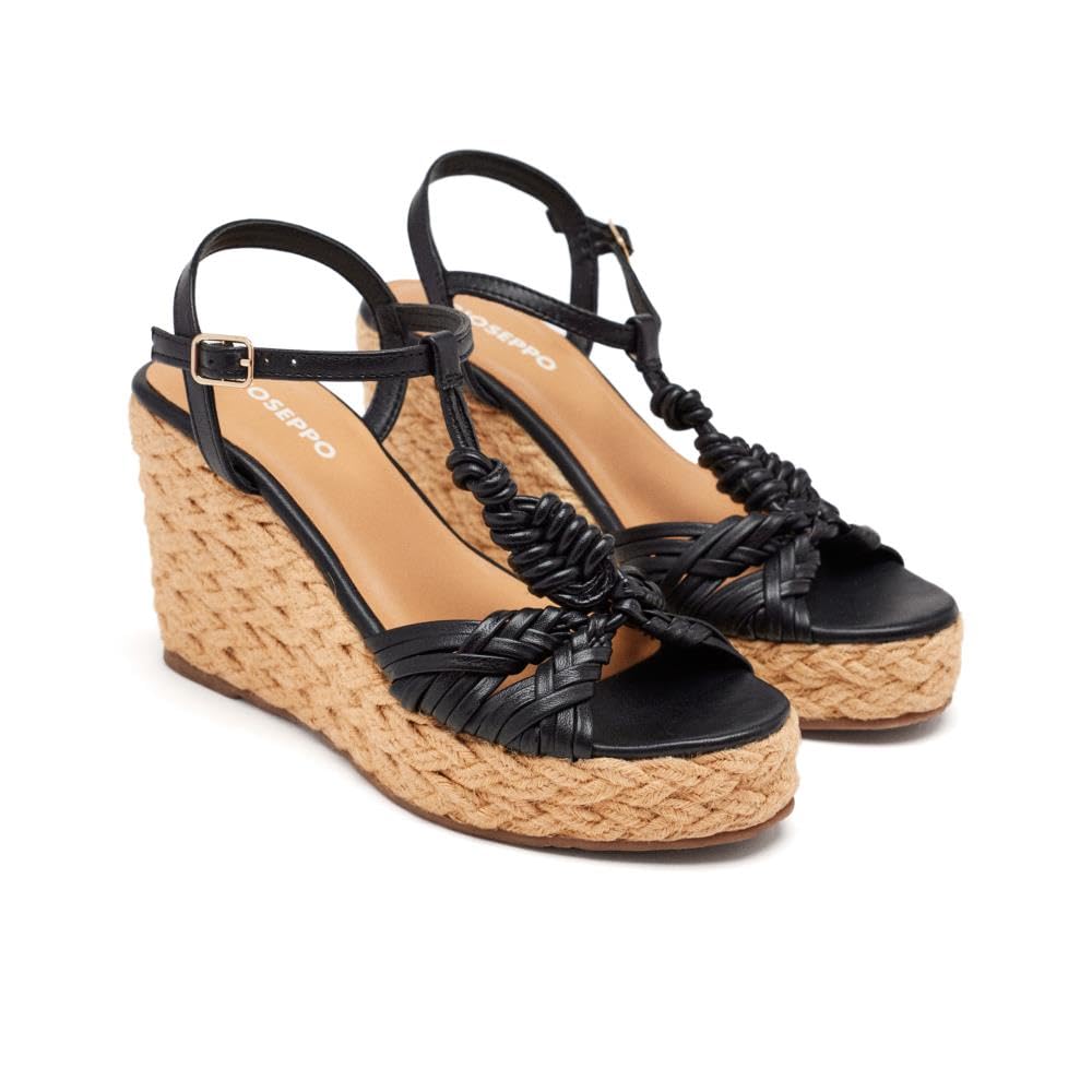 GIOSEPPO Women's Castine Espadrille Wedge Sandal, Black/White, 4.5 UK