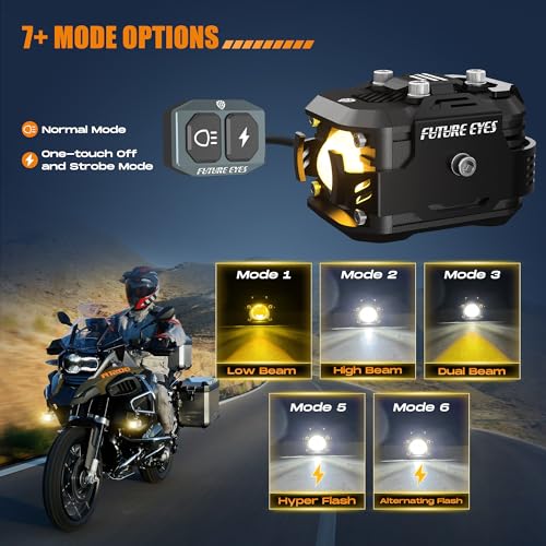 Future Eyes LED Motorcycle Fog Lights, 360° Adjustable Auxiliary Lights, Waterproof Off-Road Driving Light for Night Riding, Amber/White High & Low Beam, Compatible with Motorcycles, ATVs, and UTVs by Future Eyes - Image 3