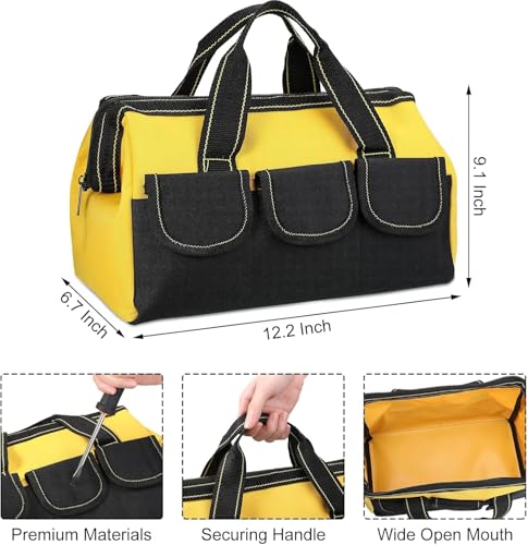 Xygobla 3-Pack Tool Bags, 13-Inch Versatile Wide-Open Mouth Tool Storage Solution with 5 Pockets for Home Repairs and Professional Use - Image 2