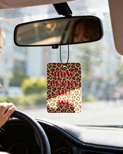 Image of Cheetah Print 5pcs Car Air Freshener Bow Coquette Leopard Print Car Accessories Automotive Interior Hanging Scents Mirror Decor for Women Teen Girls Red