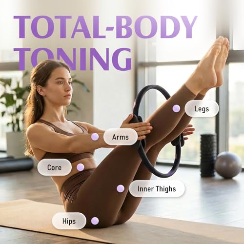 JKSHMYT Pilates Ring Fitness Circle for Women, Pilates Equipment – 14.5" Home Magic Exercise Workout, Better me Pilates Essentials Starter Set for Beginners Toning Shape Full Body Black by JKSHMYT - Image 2