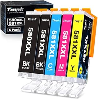 Timink PGI 580XXL PGBK Ink Cartridges for Canon 580/ 581XXL Ink Cartridges for Canon Pixma TR8550 TS9550 TS705 TS6150 TS6151 TS6250 TS8150 TS8151 TS8152 TS8250 TR7550 (5 Pack)