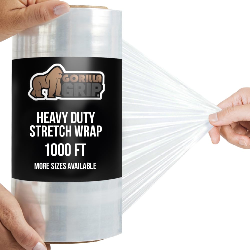 GORILLA GRIP Stretch Film Shrink Wrap for Moving, 1000'x10" Roll