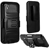 WydanZMAX Case, NageBee Hybrid Armor Stand Case with Holster and Locking Belt ClipZMAX Z970 (Holster Combo Black) for ZTE