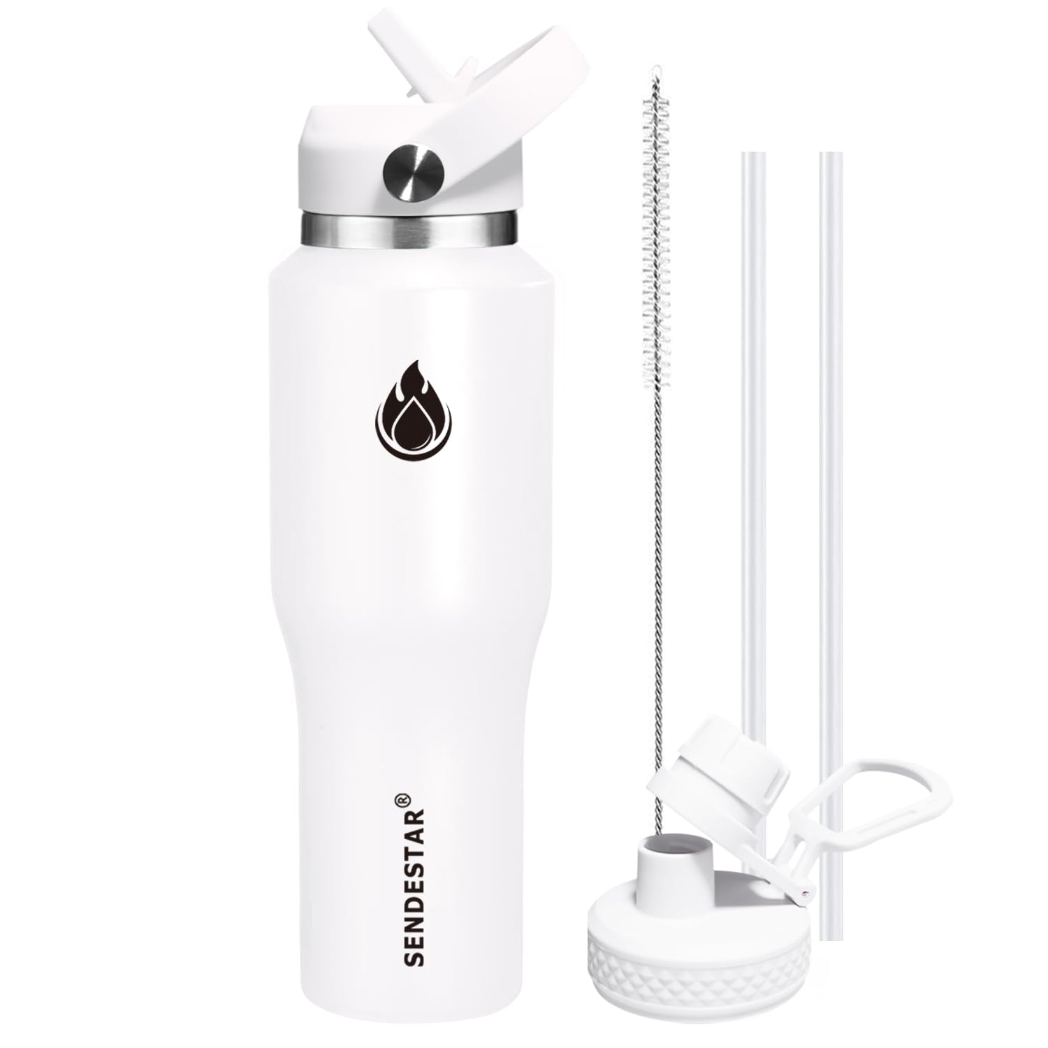 SENDESTAR Water Bottle,Wide Mouth Stainless Steel Vacuum Insulated Double Wall Keep Liquids Cold or Hot All Day,Sweat Proof Sport Design,Fit Car Cup