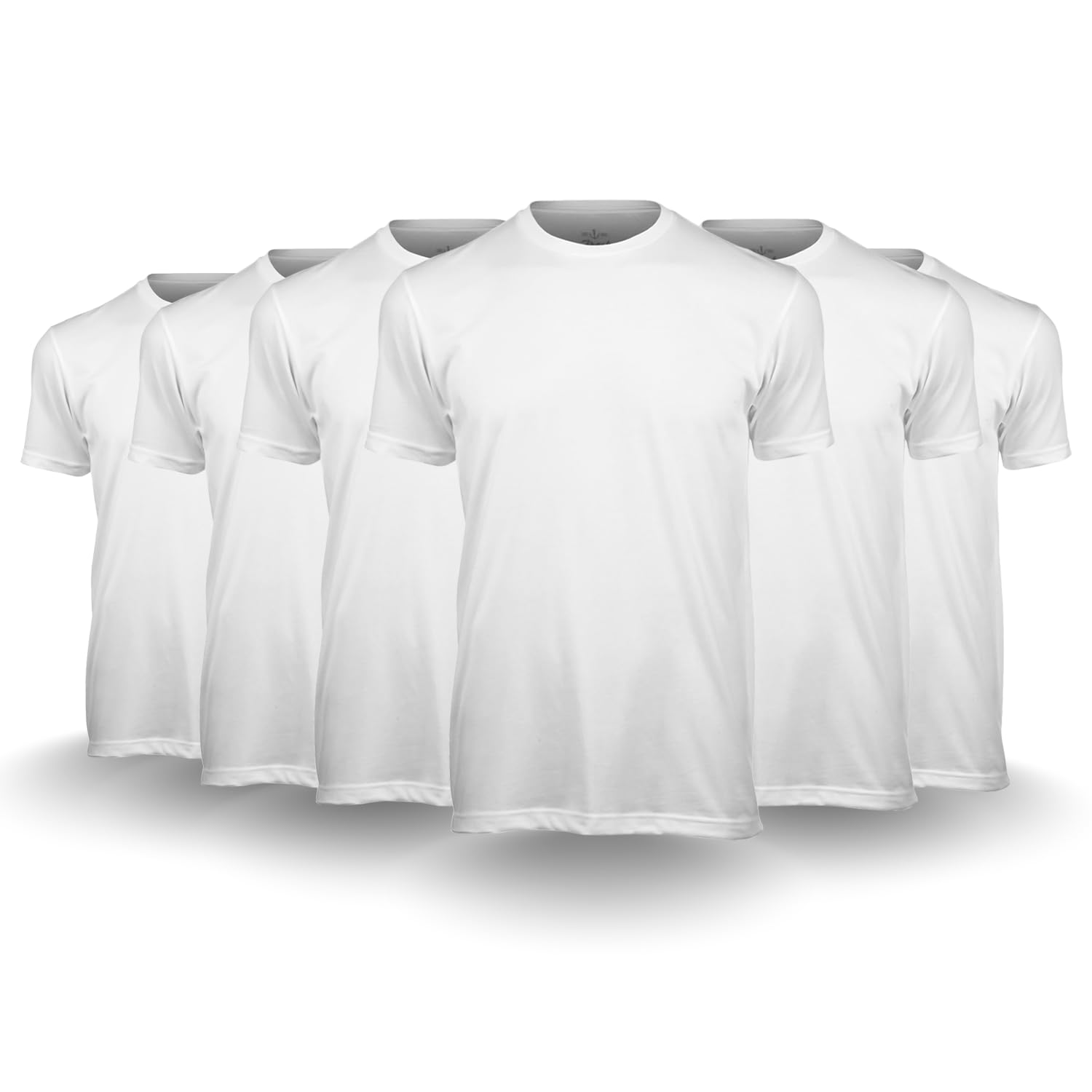 Fresh Clean Threads Crew Neck T-Shirt Pack for Men - Pre Shrunk Soft Fitted Premium Classic Tee - Men's T Shirts Cotton Poly, White, XL
