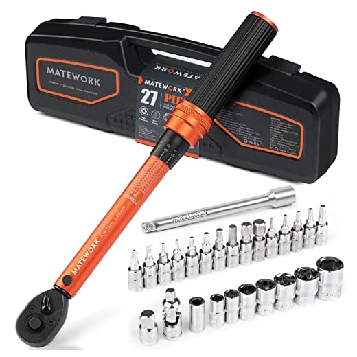 1/4 Inch Drive Click Torque Wrench, 27 PCS Bike Torque Wrench Set Double Scale (1-25Nm/8.9-221.3lb.in), 0.1Nm High Precision with Bit Sockets, 3/8 Adapter, Extension Bar, for Bicycle Maintenance