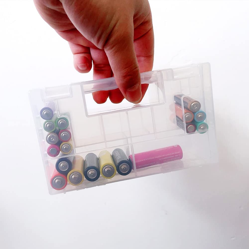 WYAN Scatola della batteria in plastica-2 Pezzi Trasparente Custodia Batteria,Ciascuna può contenere 20pcs AA +14Pcs AAA+2 Pcs 9V batteries(Batterie non incluse)