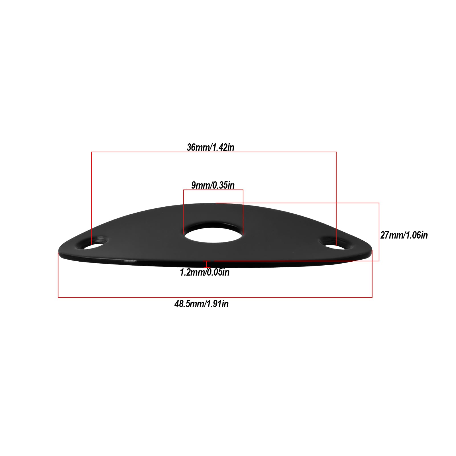 Briny River 2Pcs Metal Curved Oval Jack Plate 27x48.5mm for Electric Guitar and Bass Black, Silver - Image 4