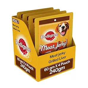 Pedigree Meat Jerky Stix Adult Dog Treat, Grilled Liver, 4 Packs (4 x 60g)