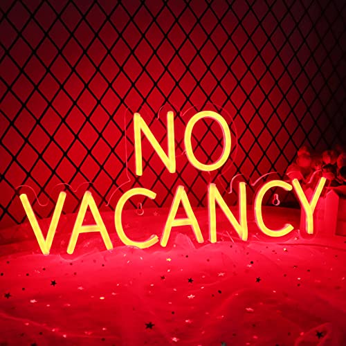 Image of NO VACANCY Neon Signs for Wall Decor Neon Lights for Bedroom Led Business Signs Suitable for Hotels Christmas Birthday Party Unique Gift for Lover, 5V Power Adapter, 16 * 7.3 Inch(Red)