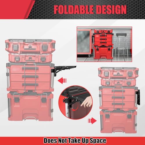Folding Magnetic Side Table Compatible with Milwaukee Packout Toolbox, No-Drill Packout Accessories & Organizer with Magnetic Tool Tray - Image 2