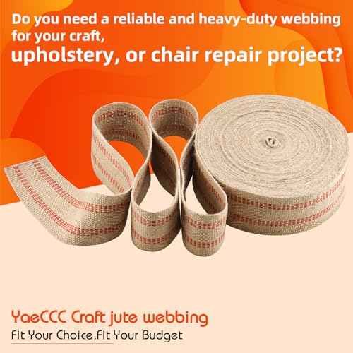 Image of YaeCCC Jute Webbing,Upholstery Webbing for Chair,3.5 inchx33Yd Upholstery Strap | 100% Jute Web Heavy Duty for Burlap Upholstery,Chair Repair&Crafts(Red Stripe)