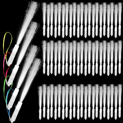Image of 68 Pcs Neon Fiber Optic Wands Bulk Flashing LED Sticks Light up Wand with 3 Light Modes for Glow Birthday Entertainment Props Party Supplies Carnival Disco (Color Set 1)