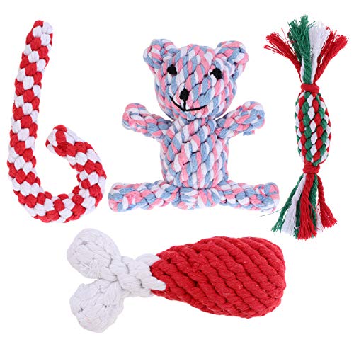 Brinquedo para cães Tehaux - 4 peças de brinquedos para cães de estimação de corda de algodão para t