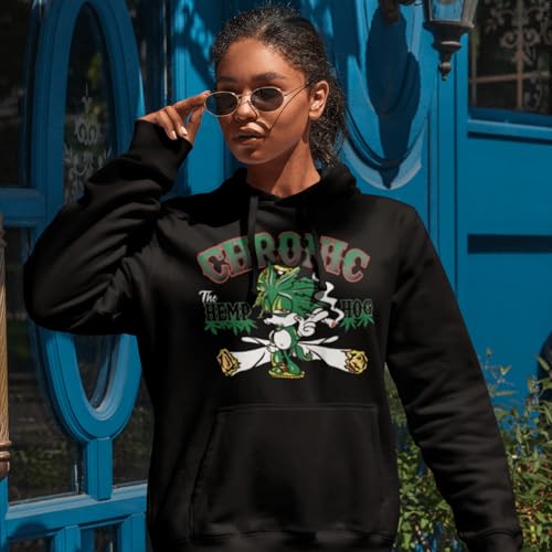 TOP KOALA TEE Animated Hoodie Chronic The Hemp Hog Midweight Ultra Soft Unisex Pullover Black / 2XLarge3