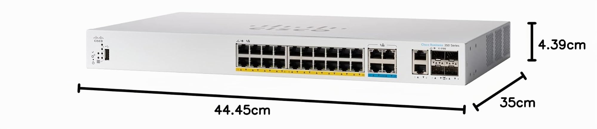 Cisco Switch gestionado Catalyst 1300-24MGP-4X, 16 Puertos GE, 8 Puertos 2,5GE, PoE, 4x10GE SFP+, protección Limitada de por Vida (C1300-24MGP-4X)