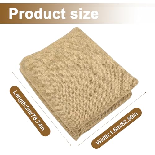 RANJIMA 200 x 160 cm Jute Stoff Meterware, Natur Jute Gewebe Jutestoff,jute-Zuschnitt Stoff zum Nähen Basteln,Natürlicher Stoff Gartenjute Dekostoff für Haus,Garten,Polster Dekorationen,DIY Projekte