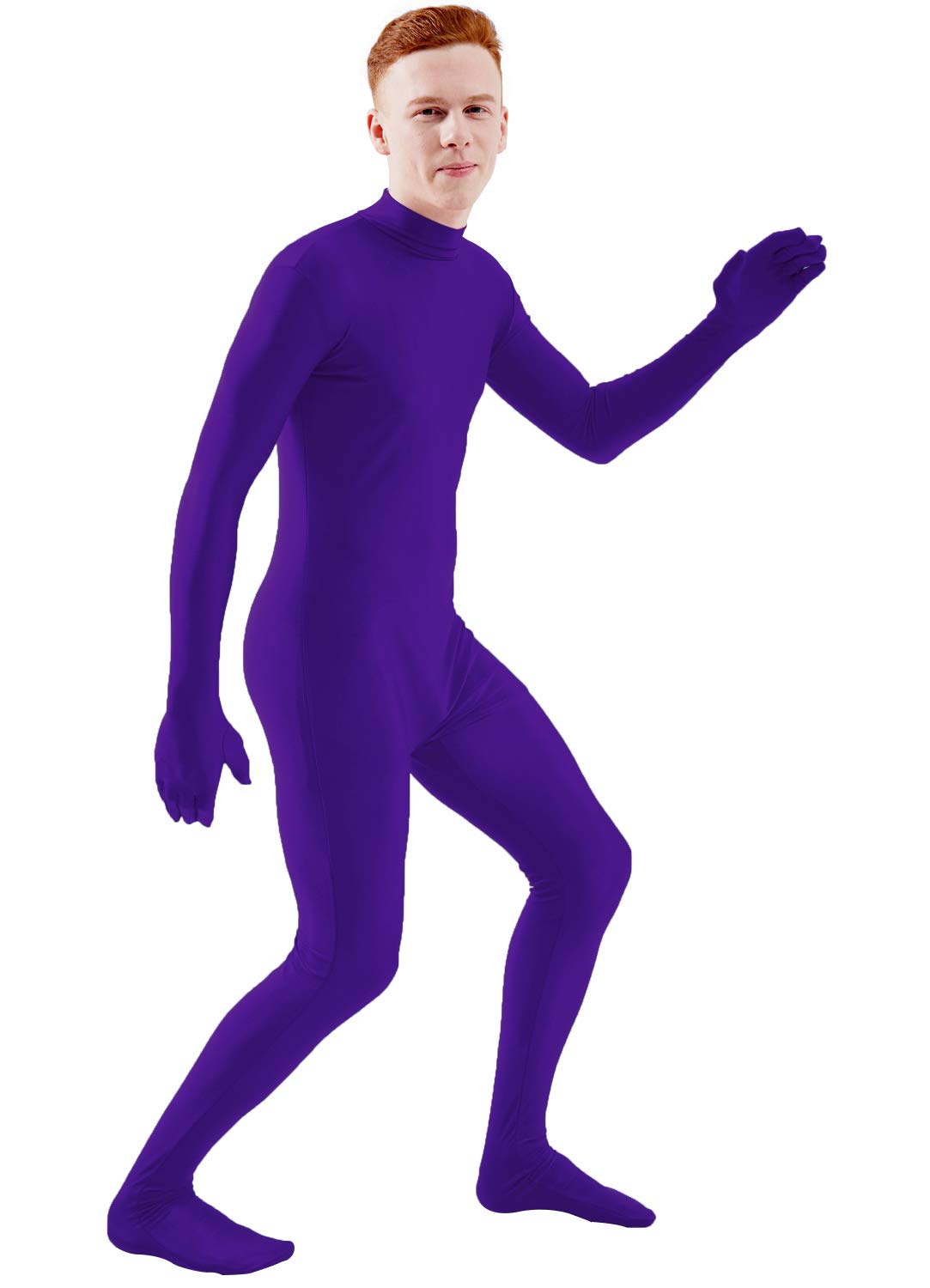 Ensnovo Mens Mock Neck Full Body Unitard Spandex Zentai Suits Costumes