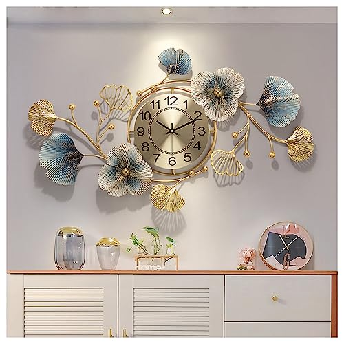Horloge murale ginkgo grand format 83x48 cm, horloge quartz design salon