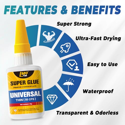 Image of Thin Super Glue Liquid 30g, Fast CA Glue for Plastic Glass Ceramic Wood