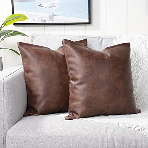 Yaertun Faux Leather Throw Pillow Covers Cover