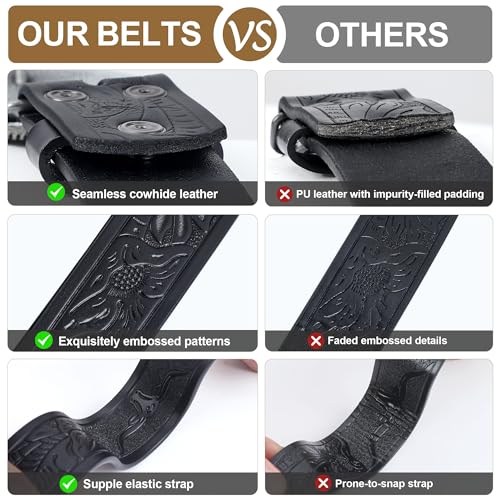 FIORETTO Western Cowboy Belts for Men Women Cowgirl Leather Belt Big Buckle Bull Belt for Jeans3