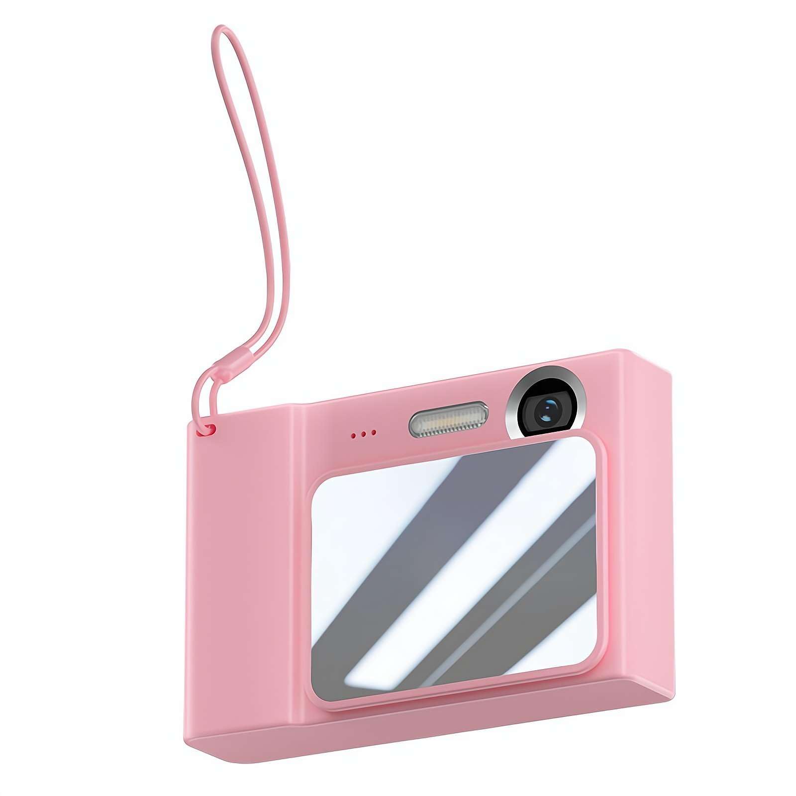Digital Camera, 48M 1080P Cameras for Photography Vlogging Camera, Retro Compact Camera, Portable and Rechargeable Video Camera for Adults, Students, Travel (Pink)