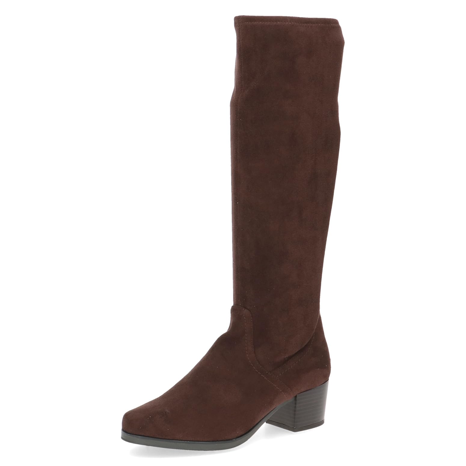 CAPRICE Women's high boots with heel knee-high Vegan, Brown (Dk Brn Stretch), 6 UK