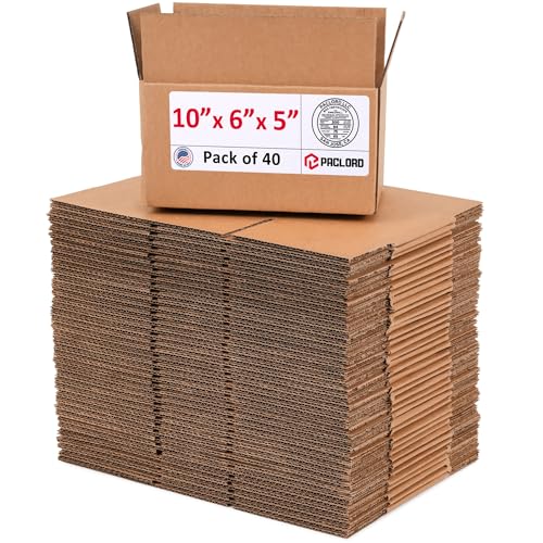 Image of Small Cardboard Boxes 10 inchL x 6 inchW x 5 inchH (Pack of 40) - USA-Made Packing Boxes for Moving, Shipping, or Storage - USPS, UPS, FedEx Approved - Professional Packing Supplies for Moving | USA-Made Packing Boxes for Moving, Shipping, or Storage - USPS, UPS, FedEx Approved - Professional Packing Supplies