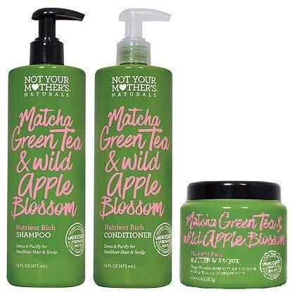 Not Your Mothers Naturals Matcha Green Tea & Wild Apple Blossom Nutrient Rich Shampoo, Conditioner & Butter Masque, Set of 3