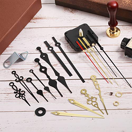4 Pieces Quartz Clock Movement Mechanism Non Ticking Diy Clock Mechanism With 6 Clock Hands Sets For Repair Parts Replacement (18 Mm, Gold, Black) #TOP5