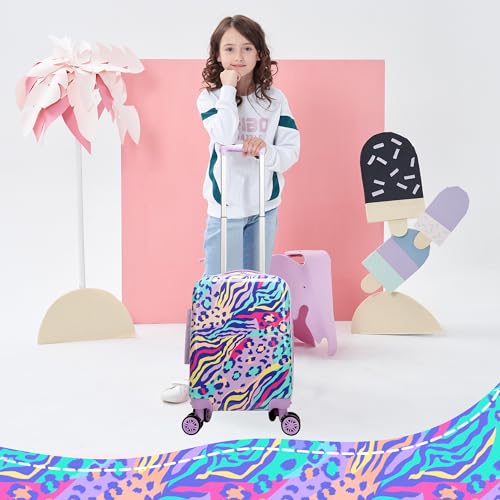 Image of Kids Carry on Luggage Sets 2 Piece Rolling Suitcases for Girls Women with Wheels Suitcase with Travel Pillow Airplane Approved