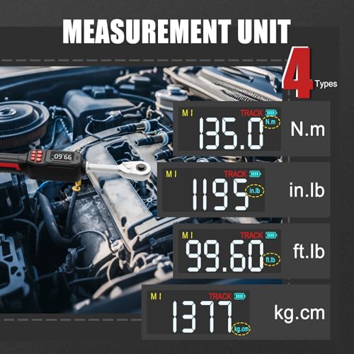 Image of VANPO Digital Torque Wrench 3 /8-Inch,5-99.6 Ft-Lb for Bike, Motorcycle | 6.8-135 Nm, Electronic Torque Wrench with Color Screen,Buzzer and LED Alertm, Preset & Data Storage forAutomotive Maintenance