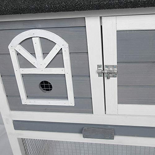 BIRASIL 48\" Weatherproof Wooden Rabbit Hutch House with Outdoor Run, Bunny Hutch House Wood Chicken Coop - Thumbnail 4
