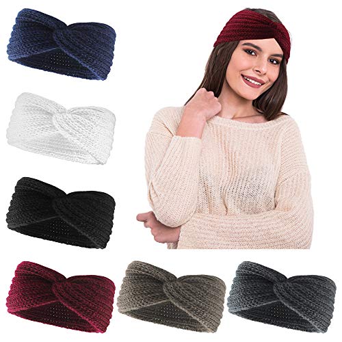 6PCS Knitted Headband Winter Crocheted Head Wrap Headband Thermal Knit Twist Knot Headband Wool Braided Headband Hair Accessories for Women Girls by Aipaide - Used condition - CA$4.15