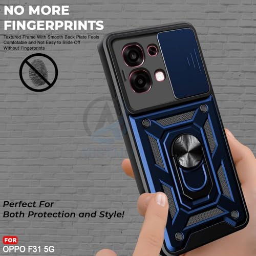 Image of AIBEX Back Cover Compatible for Oppo F33 5G / Oppo F31 5G | D10 Tough Armor Case | Sliding Camera Shield | 360 Protection | Kickstand Ring Holder | Military-Grade Bumper Case - Blue