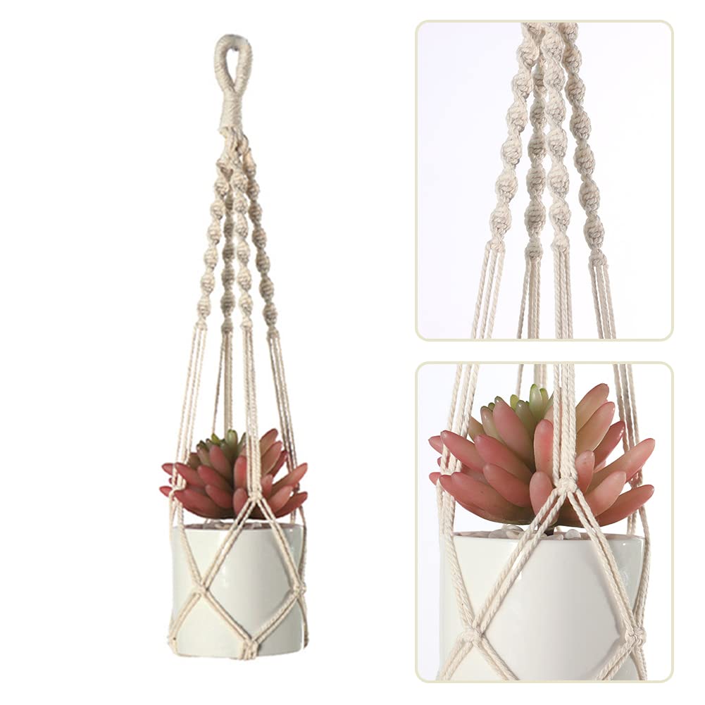 Macetero Colgante De Macramé Hecho A Mano - Cuerda De Algodón, Estilo Boho, Para Plantas De Interior